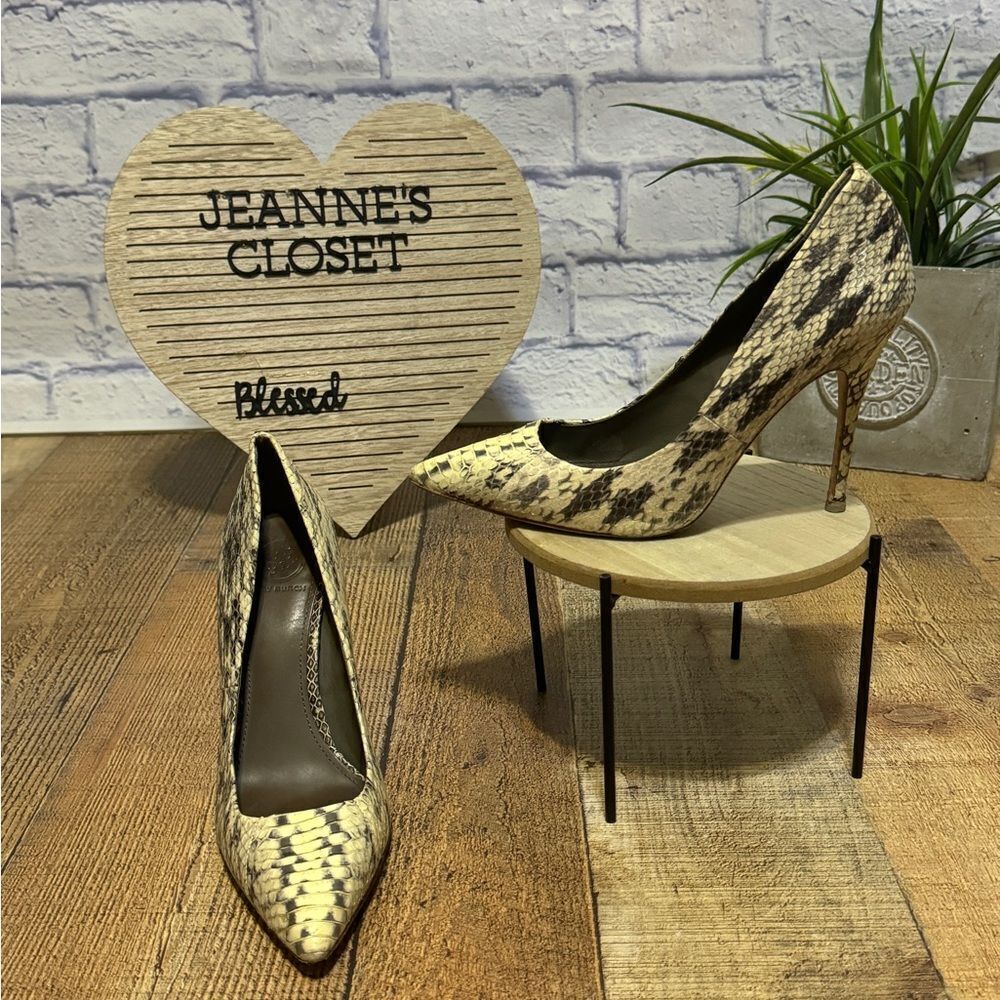 Tory Burch snakeskin pumps heels pointed toe